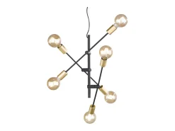 Lámpara colgante de estilo industrial Vector en metal negro mate 6xE27
