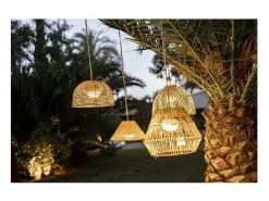 Lámpara colgante de exterior de ratán con led Sisine nature