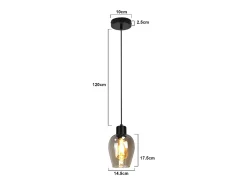 Lámpara colgante de mesa de comedor Nettlife negra - Lámpara colgante vintage de vidrio ahumado con una sola llama E27