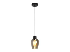 Lámpara colgante de mesa de comedor Nettlife negra - Lámpara colgante vintage de vidrio ahumado con una sola llama E27