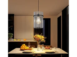 Lámpara colgante de mesa de comedor Nettlife, 1 llama, color negro, E27, cristal, Ø 16 cm (sin fuente de luz).