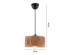Lámpara colgante de rafia beige y metal negro - Diseño bohemio chic para un interior acogedor