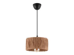 Lámpara colgante de rafia beige y metal negro - Diseño bohemio chic para un interior acogedor