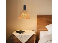 Lámpara colgante de ratán bohemio Nettlife, 1 luz - Lámpara de comedor vintage trenzada, cuerda de cáñamo, E27 (bombilla no incluida)