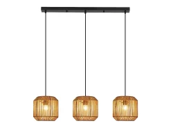 Lámpara colgante de ratán bohemio Nettlife para mesa de comedor - 3 bombillas E27, altura ajustable, estilo retro, para salón o dormitorio (bombillas no incluidas)