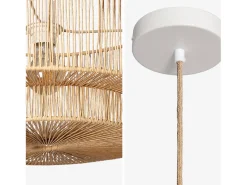 Lámpara colgante de techo con efecto ratán, 50cm natural