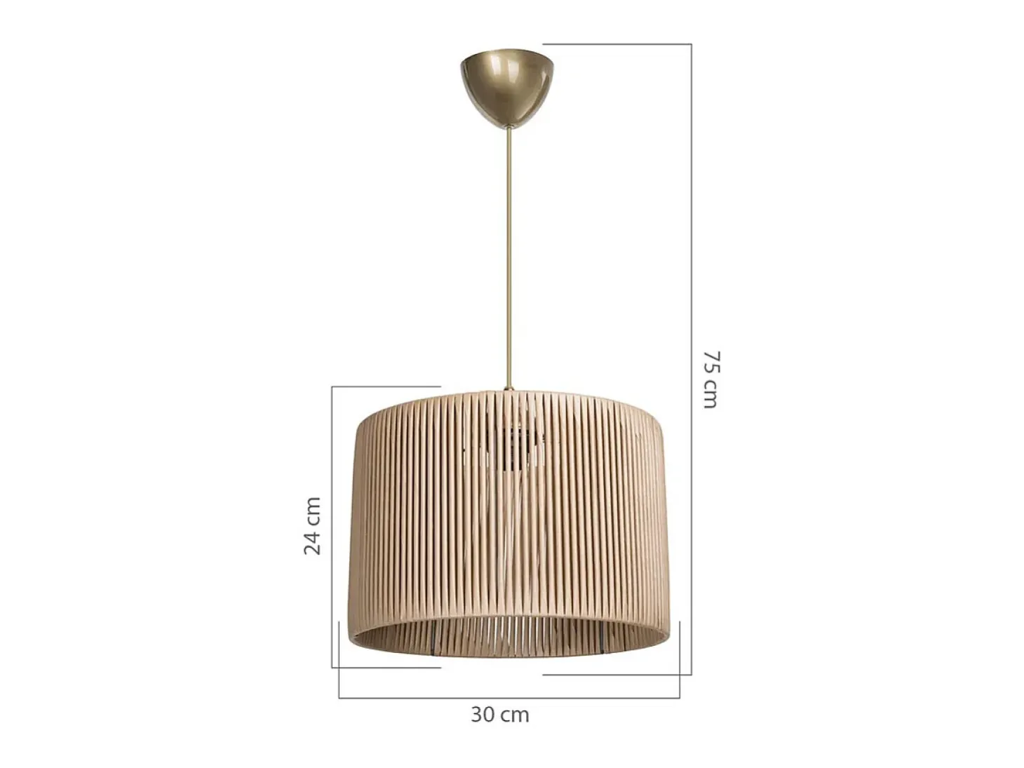 Lámpara Colgante E27 Natural D30x75cm Plafón Con Difusión Suave