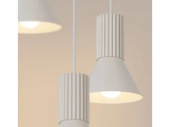 Lámpara colgante Estria desván de acero/aluminio - 3 fuentes luminosas - L.30 x A.120 cm - beige