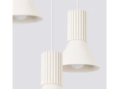 Lámpara colgante Estria desván de acero/aluminio - 3 fuentes luminosas - L.30 x A.120 cm - beige