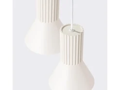 Lámpara colgante Estria desván de acero/aluminio - 3 fuentes luminosas - L.30 x A.120 cm - beige