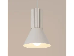 Lámpara colgante Estria desván de acero/aluminio - 1 fuentes luminosas - L.14 x A.120 cm - beige