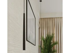 Lámpara colgante Euphora moderno de acero - 1 fuentes luminosas 3000K - L.8 x A.118 cm - negro