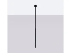 Lámpara colgante Euphora moderno de acero - 1 fuentes luminosas 3000K - L.8 x A.118 cm - negro
