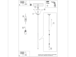 Lámpara colgante Euphora moderno de acero - 1 fuentes luminosas 3000K - L.8 x A.118 cm - negro