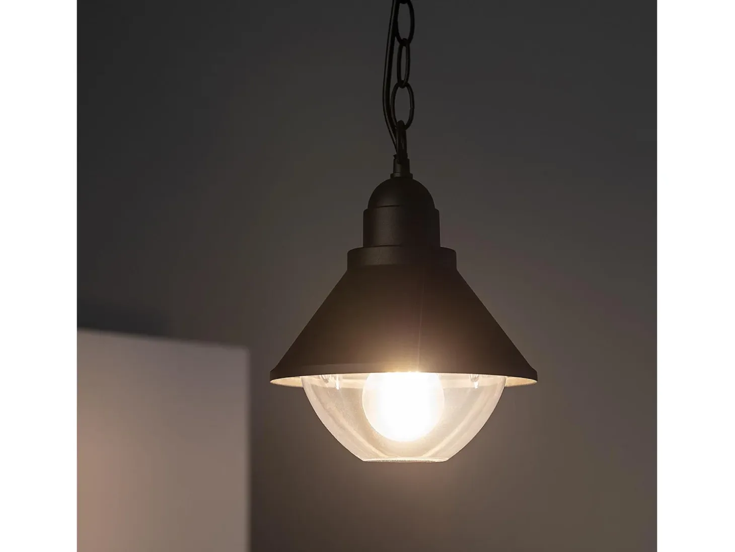 Lámpara Colgante Exterior Metal Valera Negro