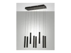 Lámpara colgante Fabas Luce Prado de 8 luces - LED regulable de 52 W - Diseño lineal negro mate