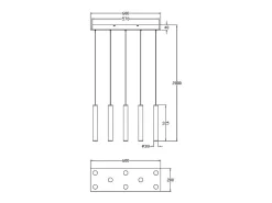 Lámpara colgante Fabas Luce Prado de 8 luces - LED regulable de 52 W - Diseño lineal negro mate
