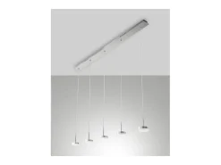 Lámpara colgante Fabas Luce Dunk de 5 luces - LED regulable de 40 W - Aluminio cepillado Diseño lineal