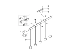 Lámpara colgante Fabas Luce Dunk de 5 luces - LED regulable de 40 W - Aluminio cepillado Diseño lineal