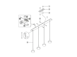 Lámpara colgante Fabas Luce Dunk de 4 luces - LED regulable de 32 W - Latón satinado Diseño lineal