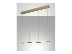 Lámpara colgante Fabas Luce Dunk de 4 luces - LED regulable de 32 W - Latón satinado Diseño lineal