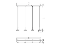 Lámpara colgante Fabas Luce Dunk de 4 luces - LED regulable de 32 W - Aluminio cepillado Diseño lineal