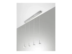 Lámpara colgante Fabas Luce Dunk de 4 luces - LED regulable de 32 W - Aluminio cepillado Diseño lineal