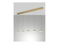 Lámpara colgante Fabas Luce Dunk de 5 luces - LED regulable de 40 W - Latón satinado Diseño lineal