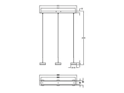 Lámpara colgante Fabas Luce Dunk de 3 luces - LED regulable de 24 W - Latón satinado Diseño lineal
