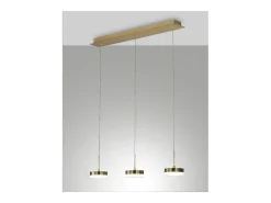Lámpara colgante Fabas Luce Dunk de 3 luces - LED regulable de 24 W - Latón satinado Diseño lineal