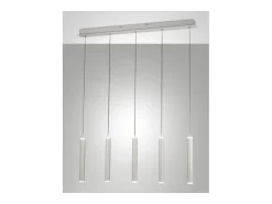Lámpara colgante Fabas Luce Prado de 5 luces - LED regulable de 33 W - Diseño lineal blanco mate