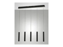 Lámpara colgante Fabas Luce Prado de 5 luces - LED regulable de 33 W - Diseño lineal negro mate