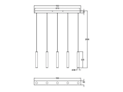 Lámpara colgante Fabas Luce Prado de 5 luces - LED regulable de 33 W - Diseño lineal negro mate