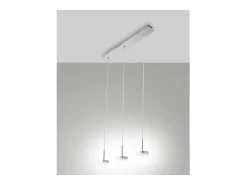 Lámpara colgante Fabas Luce Dunk de 3 luces - LED regulable de 24 W - Aluminio cepillado Diseño lineal