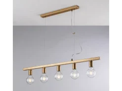 Lámpara colgante Fabian de hierro lacado negro y dorado 5 luces L.101 X 5 BL293-5-OR