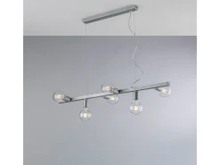 Lámpara colgante Fabian en hierro lacado blanco y plata 6 luces L.101 X 16 BL293-6-ARG