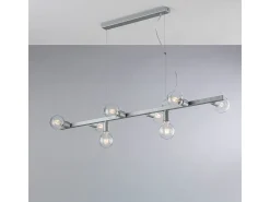 Lámpara colgante Fabian en hierro lacado blanco y plata 8 luces L.121 X 16 BL293-8-ARG