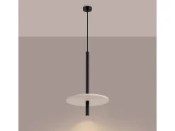 Lámpara colgante Feltro moderno de fieltro/acero - 1 fuentes luminosas - L.30 x A.126 cm - beige/negro
