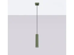Lámpara colgante Gloow minimalista de aluminio - 1 fuentes luminosas 3000K - L.8 x A.118 cm - verde oliva