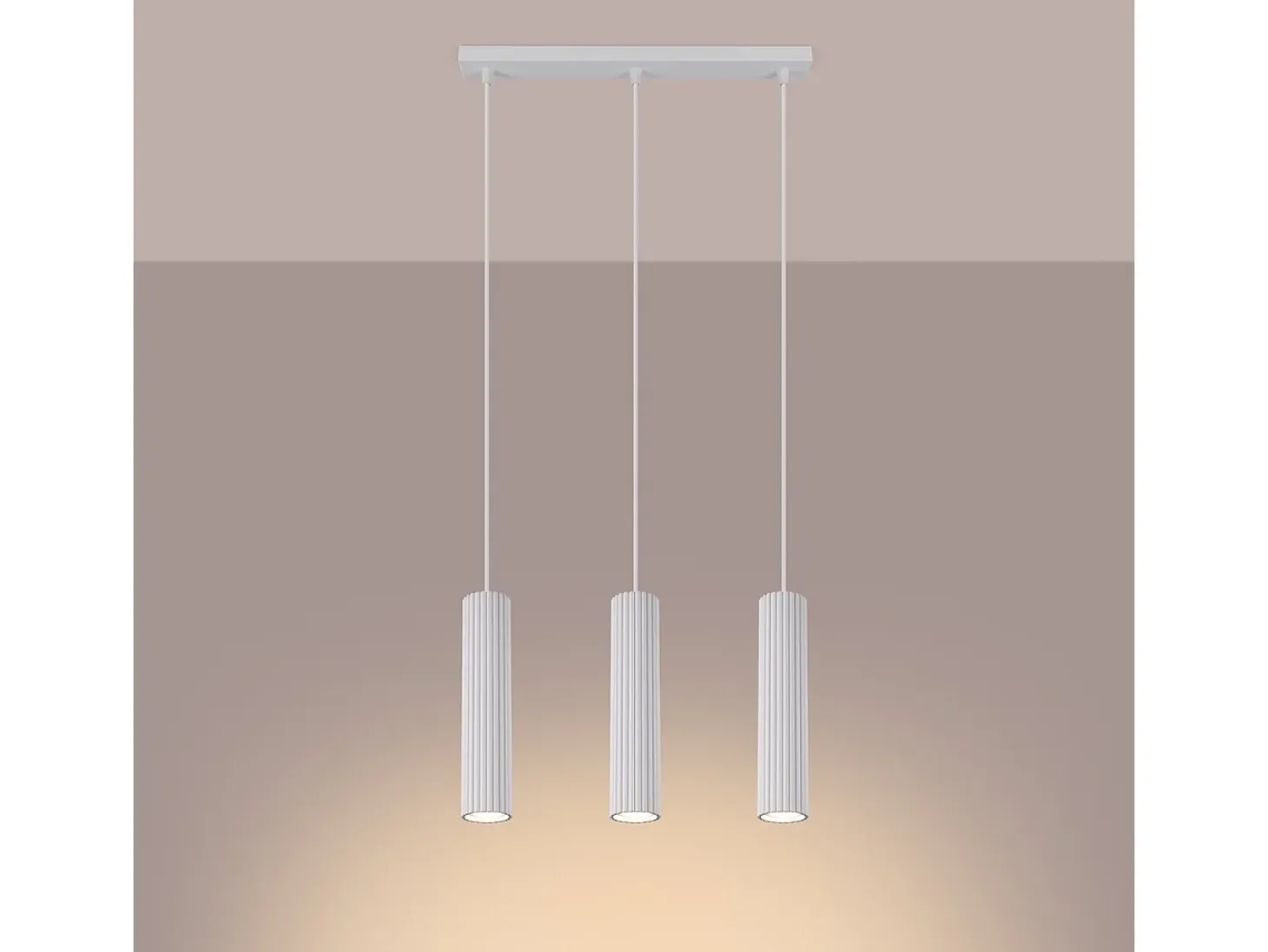 Lámpara colgante Gloow minimalista de aluminio - 3 fuentes luminosas 4000K - L.45 x A.98 cm - blanco