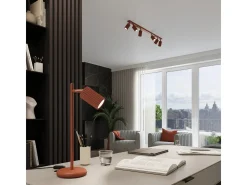 Lámpara colgante Gloow minimalista de aluminio - 2 fuentes luminosas 4000K - L.30 x A.90 cm - ocre rojo
