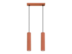 Lámpara colgante Gloow minimalista de aluminio - 2 fuentes luminosas 4000K - L.30 x A.90 cm - ocre rojo