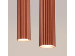 Lámpara colgante Gloow minimalista de aluminio - 2 fuentes luminosas 4000K - L.30 x A.90 cm - ocre rojo