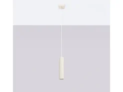 Lámpara colgante Gloow minimalista de aluminio - 1 fuentes luminosas 3000K - L.8 x A.118 cm - beige