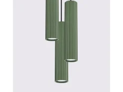 Lámpara colgante Gloow minimalista de aluminio - 3 fuentes luminosas 3000K - L.19,5 x A.108 cm - verde oliva