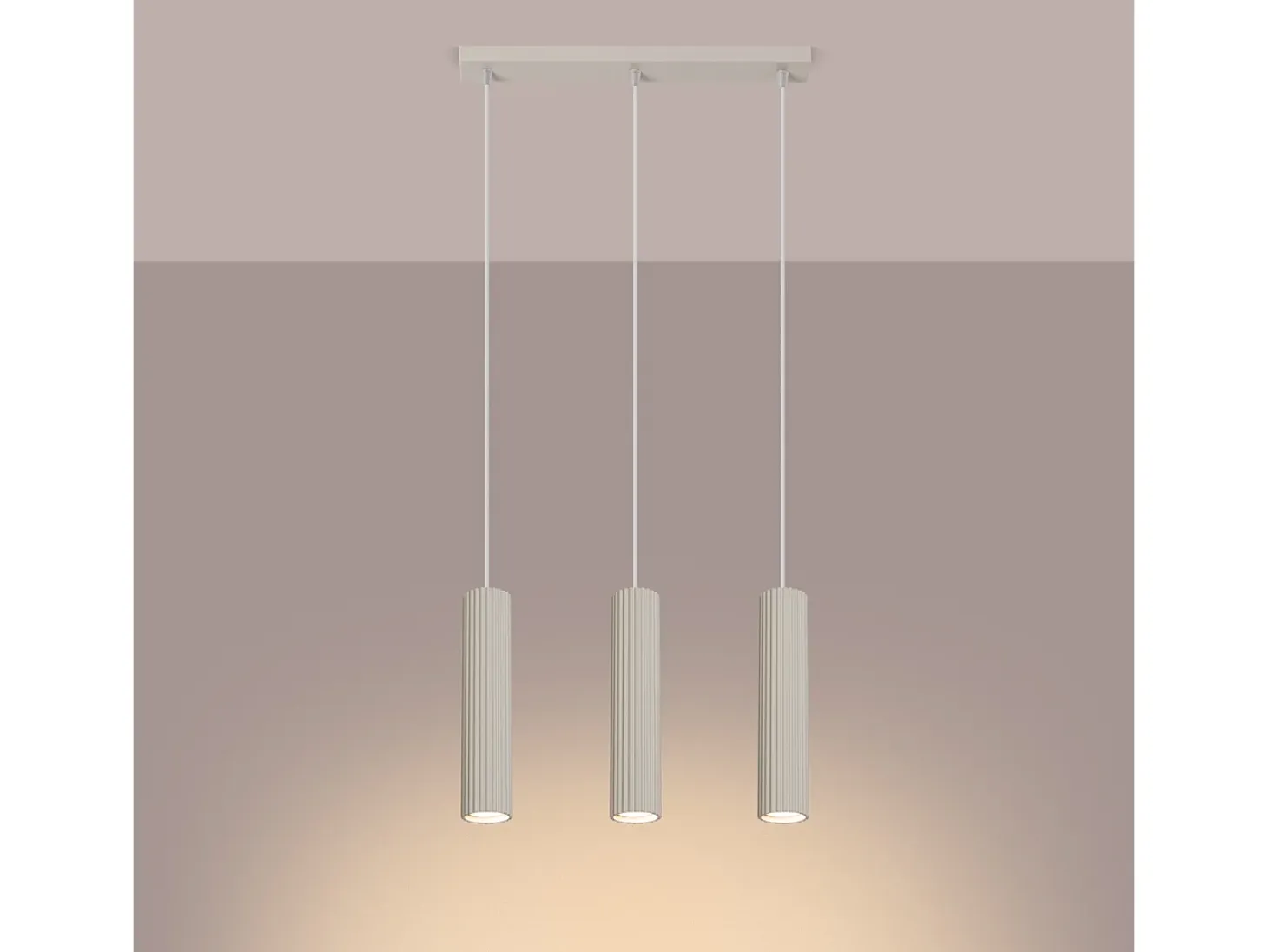 Lámpara colgante Gloow minimalista de aluminio - 3 fuentes luminosas 4000K - L.45 x A.98 cm - beige