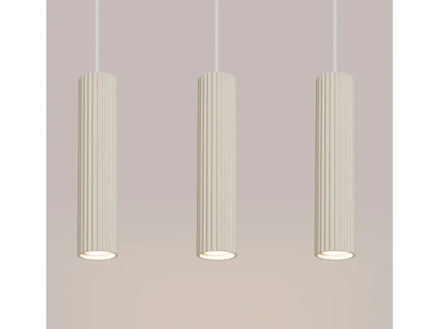 Lámpara colgante Gloow minimalista de aluminio - 3 fuentes luminosas 4000K - L.45 x A.98 cm - beige