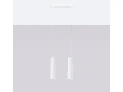 Lámpara colgante Gloow minimalista de aluminio - 2 fuentes luminosas 3000K - L.30 x A.90 cm - blanco