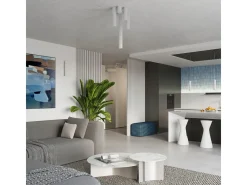 Lámpara colgante Gloow minimalista de aluminio - 2 fuentes luminosas 3000K - L.30 x A.90 cm - blanco