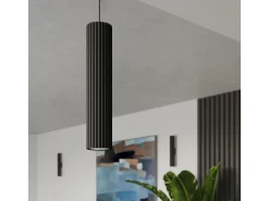 Lámpara colgante Gloow minimalista de aluminio - 1 fuentes luminosas 3000K - L.8 x A.118 cm - negro